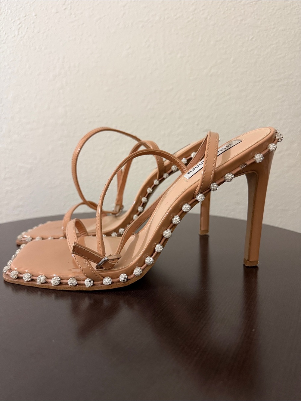 Steve Madden Tan Crystal-Trim Strappy Heels - Picture 2 of 3